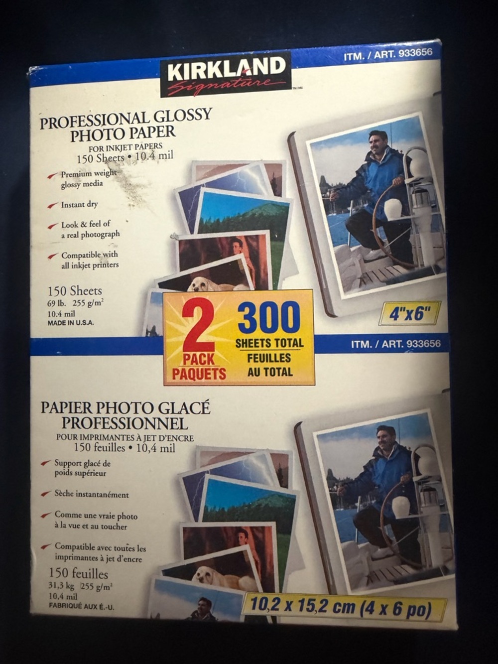 Kirkland Signature Professional Glossy Photo Paper - White & Blue Packaging